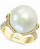 Effy Cultured Freshwater Pearl (15mm) Emerald (1/2 ct. t. w. ) & Diamond (5/8 ct. t. w. ) Statement Ring in 14k Gold