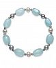 Milky Aquamarine and Cultured Freshwater Pearl (6-7mm) Stretch Bracelet in Sterling Silver