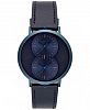 Uri Minkoff Men's Griffith Dark Blue Leather Strap Watch 43mm