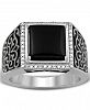 Men's Onyx & Diamond (1/10 ct. t. w. ) Square Ring in Sterling Silver