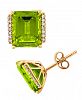 Peridot (3-3/8 ct. t. w. ) & Diamond (1/10 ct. t. w. ) Stud Earrings in 14k Gold
