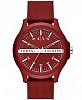 AX Armani Exchange Men's Red Silicone Strap Watch 46mm
