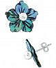 Giani Bernini Dyed Blue Abalone Flower Stud Earrings in Sterling Silver (Also in Mother-of-Pearl & White Shell), Created for Macy's