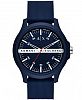AX Armani Exchange Men's Blue Silicone Strap Watch 46mm
