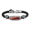 Dragon's Eye Leather Bracelet Featuring A Red Tiger’s Eye Centre Stone With Sculpted Stainless Steel Dragon Details Including A Dragon Head Clasp