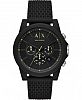 AX Armani Exchange Men's Chronograph Outerbanks Black Silicone Strap Watch 44mm