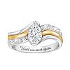 Remember Me Women's White Topaz And Diamond Memorial Ring With 18K Gold-Plated Accents