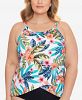 Swim Solutions Plus Size Montego Bay Printed Underwire Tankini Top, Created for Macy's Women's Swimsuit