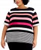 Karen Scott Plus Size Striped Boat-Neck Top, Created for Macy's