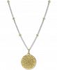 Argento Vivo Two-Tone Flower Etched 18" Pendant Necklace in Sterling Silver & Gold-Plated Sterling Silver