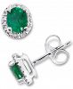 Emerald (5/8 ct. t. w. ) & Diamond (1/10 ct. t. w. ) Oval Stud Earrings