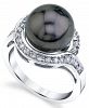 Cultured Tahitian Pearl (11mm) & Diamond (1/2 ct. t. w. ) Ring in 14k White Gold