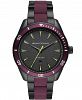 AX Armani Exchange Men's Black and Purple Stainless Steel Bracelet Watch 46mm