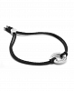 Marina, Silver bracelet with black string, Stainless steel cable 1.5mm