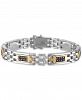 Men's 1 Carat Brown and White Diamond 8 3/4" Bracelet in Sterling Silver and 10k Yellow Gold