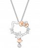 Chow Tai Fook Diamond Hello Kitty 18" Pendant Necklace (1/10 ct t. w. ) in 18k White Gold & Rose Gold
