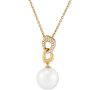 Honora Cultured White Ming Pearl (13mm) & Diamond (1/6 ct. t. w. ) 18" Pendant Necklace in 14k Gold