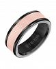 Triton 8MM Black Tungsten Carbide Ring with 14K Rose Gold Insert