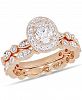 Certified Diamond (1 ct. t. w. ) Oval Vintage Halo Bridal Set in 14k Rose Gold