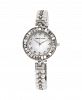 Adrienne Vittadini Collection Women's Silver Quartz Watch with Roman Numerals and Mother of Pearl Dial and Stone Accent Strap