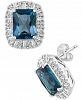 Effy London Blue Topaz (5-1/2 ct. t. w. ) & Diamond (5/8 ct. t. w. ) Halo Stud Earrings in 14k White Gold