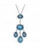 Blue Topaz (22 1/4 ct. t. w. ) and Diamond (1 ct. t. w. ) Geometric Drop Necklace in 18k White Gold