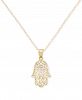 Two-Tone Hamsa Hand 18" Pendant Necklace in 10k Gold & White Gold