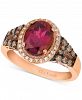 Le Vian Raspberry Rhodolite (2-1/5 ct. t. w. ) & Diamond (3/8 ct. t. w. ) Ring in 14k Rose Gold
