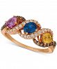 Le Vian Multi-Gemstone (1-1/8 ct. t. w. ) & Diamond (1/5 ct. t. w. ) Ring in 14k Rose Gold