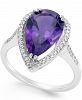 Amethyst (4 ct. t. w. ) and White Topaz (1/4 ct. t. w. ) Halo Ring in Sterling Silver