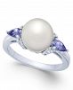 Cultured Freshwater Pearl (9mm), Tanzanite (3/8 ct. t. w. ) & Diamond Accent Ring in 14k White Gold