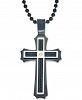 Men's Diamond Accent Cross Pendant Necklace in Stainless Steel and Ion-Plating