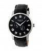 Heritor Automatic Romulus Silver & Black Leather Watches 44mm