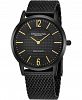 Stuhrling Original Stainless Steel Black Pvd Case on Mesh Bracelet, Black Dial, With Gold Tone Accents