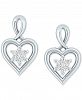Diamond Heart Cluster Drop Earrings (1/8 ct. t. w. ) in 10k White Gold
