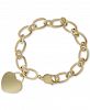 Diamond Heart Tag Charm Bracelet (1/10 ct. t. w. ) in 14k Gold-Plated Sterling Silver