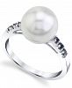 Cultured Freshwater Pearl (10mm) & Black Diamond (1/8 ct. t. w. ) Ring in 14k White Gold