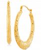 Small Basket Weave Texture Hoop Earrings in 14k Gold