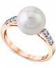 Cultured Freshwater Round Pearl (9-1/2-10mm) & Diamond (1/8 ct. t. w. ) in 14k Rose Gold