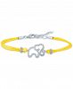 Diamond Accent Elephant Yellow Cord Bracelet in Sterling Silver
