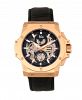 Reign Commodus Automatic Black Dial, Rose Gold Case, Genuine Black Leather Watch 48mm