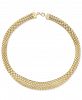 Italian Gold Graduated Wide Mesh Necklace in 14k Gold