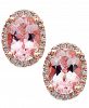 Morganite (1-1/3 ct. t. w. ) and Diamond (1/8 ct. t. w. ) Stud Earrings in 14k Rose Gold