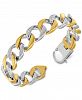 Men's Cubic Zirconia Two-Tone Cuban Link Bracelet in Stainless Steel & Yellow Ion-Plate