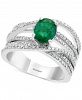 Effy Diamond (1/2 ct. t. w. ) & Emerald (1-1/8 ct. t. w. ) Ring in 14k White Gold