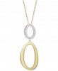 Diamond Oval Pendant Necklace (1/4 ct. t. w. ) in Sterling Silver & 14k Gold-Plated Sterling Silver, 16" + 2" extender
