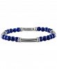 Esquire Men's Jewelry Sodalite Bead Bracelet in Sterling Silver & Black Rhodium-Plate, Created for Macy's
