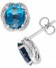 London Blue Topaz (4-3/8 ct. t. w. ) & Diamond (1/6 ct. t. w. ) Stud Earrings in Sterling Silver