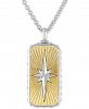 Esquire Men's Jewelry Diamond Starburst Dog Tag 22" Pendant Necklace (1/8 ct. t. w. ) in Sterling Silver & 14k Gold Over Sterling Silver