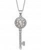Cultured Freshwater Pearl (7mm) & Cubic Zirconia Key 18" Pendant Necklace in Sterling Silver